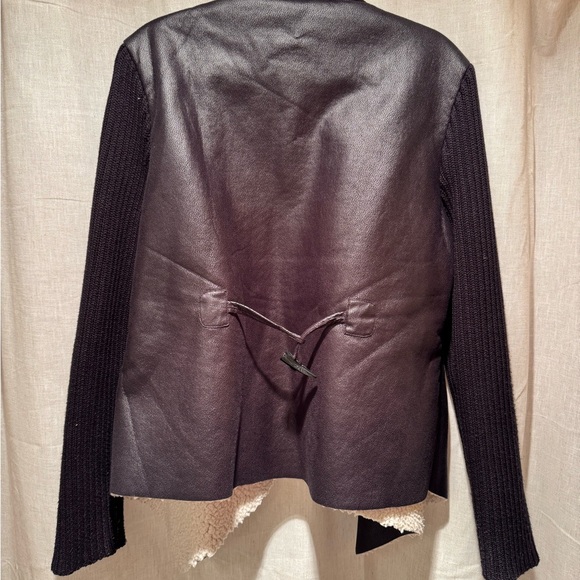 Sam Edelman Black and Cream Teddy Jacket with Waterfall Design - Picture 3 of 8